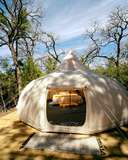 Glamping tent at Golden Pine Village